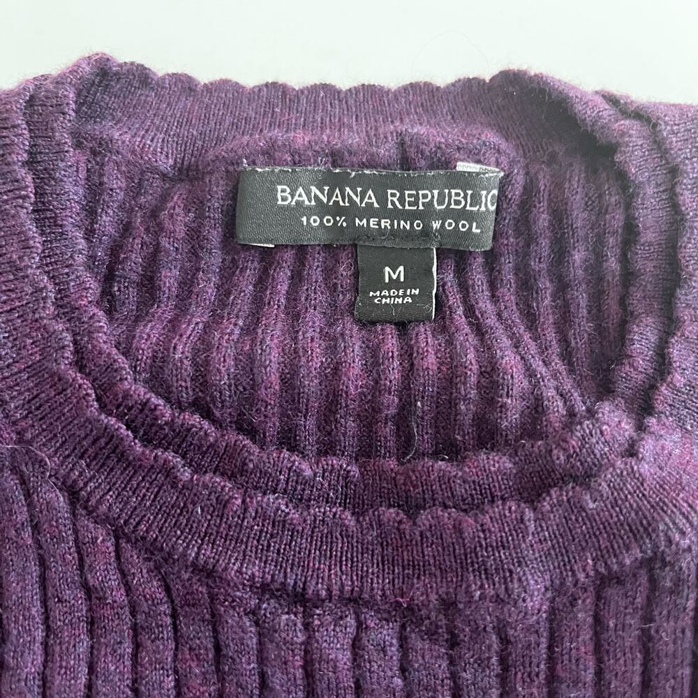 Banana Republic Bordeaux Burgundy Ribbed Wool Sweater Medium - Picture 2 of 6